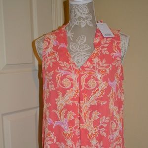 Rose + Olive  Sleeveless Orange Pink White Tunic